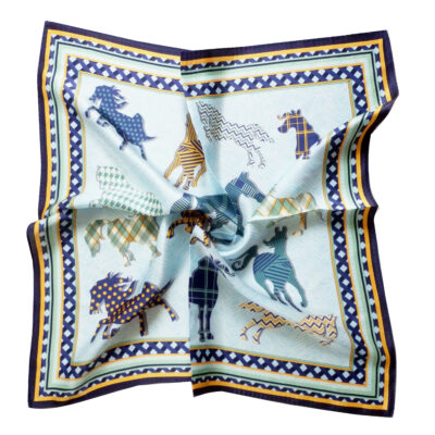 laprée - Foulard Femme Petit Foulard Carré de Soie 52 * 52cm Bleu Cheval – Image 3