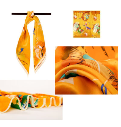 laprée - Petit foulard en soie petit carré de soie imprimé 52*52cm – Image 5