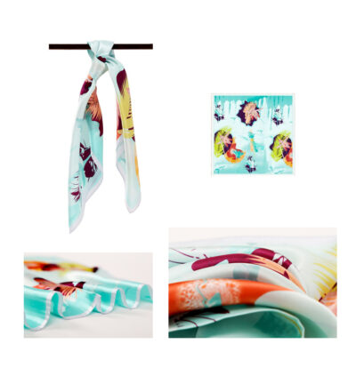 laprée - Petit foulard en soie petit carré de soie imprimé 52*52cm – Image 4