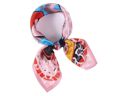 Petit foulard en soie imprimé 52*52cm Motif Fleur Rose