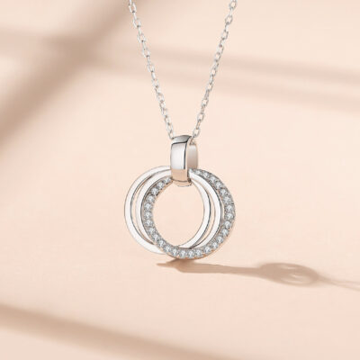 Collier Femme en Argent 925 Trois Anneaux – Image 2