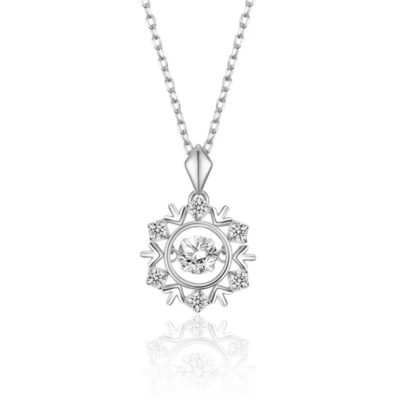 Collier Femme en Argent 925 Flocon de Neige Blanc