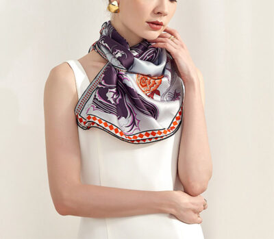 Foulard en Soie Carré de Soie 90*90CM Couleur Turquoise Mist