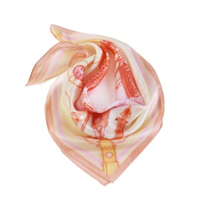 Foulard Femme Carré de Soie Motif Harnais Cheval Couleur Jaune – Image 2
