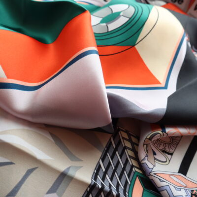 Foulard Soie Carré de Soie 90*90CM Fond Blanc – Image 3