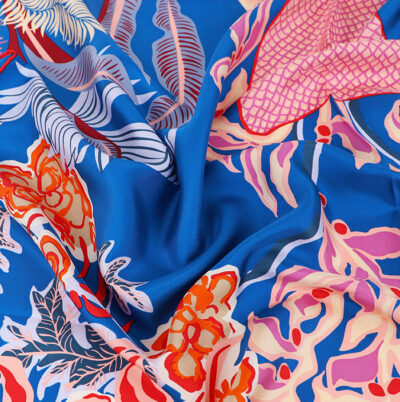 Foulard Soie Carré de Soie 90*90CM Couleur Bleu – Image 2
